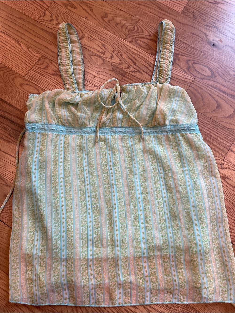 Jordache Mint and Peach Striped Tie-Front Camisole